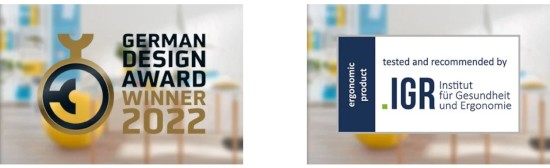 Ocenění German Design Award a testování německým institutem pro zdraví a ergonomii IGR
