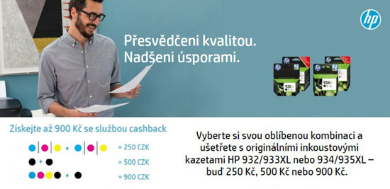 Získejte až 900 Kč zpět nákupem vybraných originálních cartridgí HP