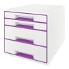 Zásuvkový box Leitz WOW, 4 zásuvky, purpurový