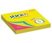 Samolepic bloek Stickn 76x76 mm, 100 l., neonov barvy